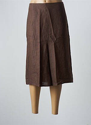 Jupe mi-longue taille à pinces marron PAZ TORRAS femme