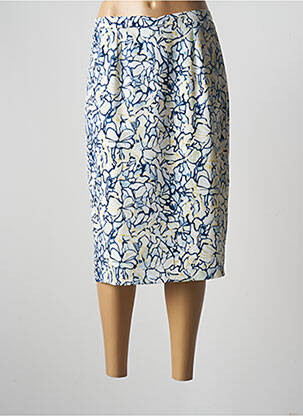 Jupe mi-longue taille à pinces bleu GRIFFON femme