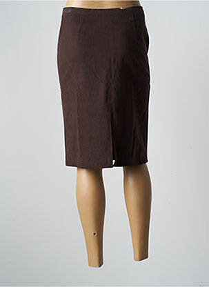 Jupe mi-longue taille à pinces marron CLAUDIA GIL femme