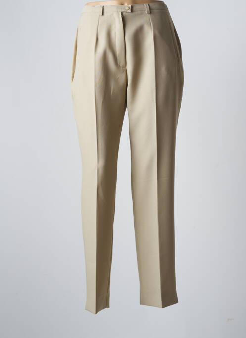 Pantalon droit tissage crêpe taille haute vert RÉSONANCES femme