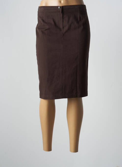 Jupe mi-longue taille à pinces marron CLAUDIA GIL femme