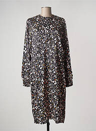 Robe mi-longue coupe fluide manches longues noir GEISHA femme