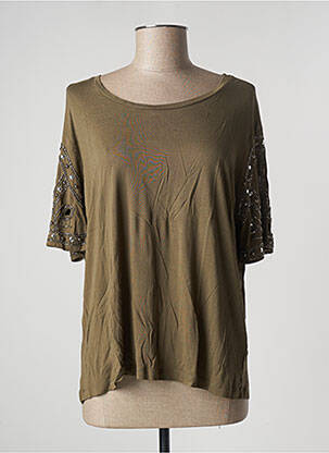 Top tissage jersey manches courtes vert KAPORAL femme