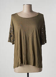 Top tissage jersey manches courtes vert KAPORAL femme