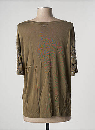 Top tissage jersey manches courtes vert KAPORAL femme