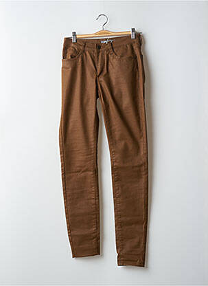 Pantalon slim tissage popeline taille normale marron GEISHA femme