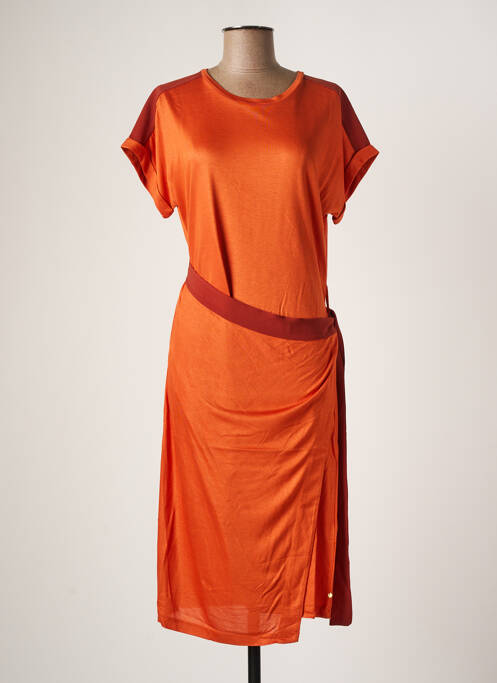 Robe mi-longue orange SCOTCH & SODA pour femme