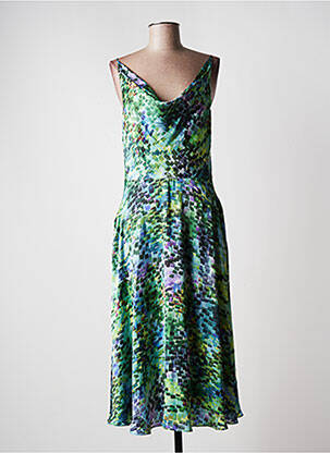 Robe mi-longue imprimé fantaisie sans manche vert VERA MONT femme