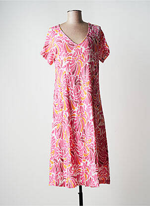 Robe mi-longue imprimé fantaisie manches courtes rose LA FIANCÉE femme