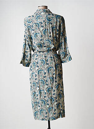 Robe mi-longue imprimé fleurs manches 3/4 vert DIANE LAURY femme