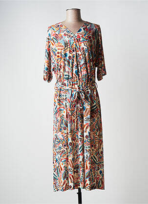 Robe mi-longue manches 3/4 manches 3/4 orange DIANE LAURY femme