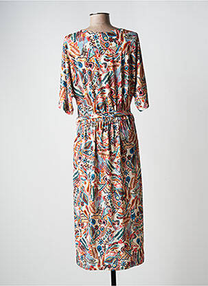 Robe mi-longue manches 3/4 manches 3/4 orange DIANE LAURY femme