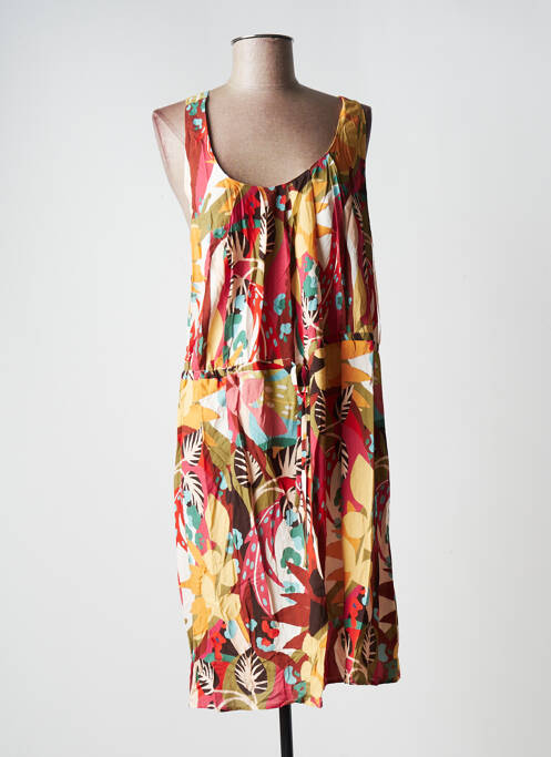 Robe mi-longue coupe fluide fines bretelles jaune C'EST BEAU LA VIE femme