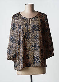 Blouse imprimé fantaisie manches 3/4 noir JULIE GUERLANDE femme