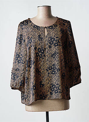 Blouse imprimé fantaisie manches 3/4 noir JULIE GUERLANDE femme