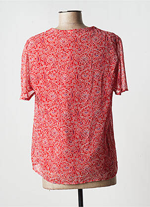 Blouse légère et transparente manches courtes rouge JULIE GUERLANDE femme