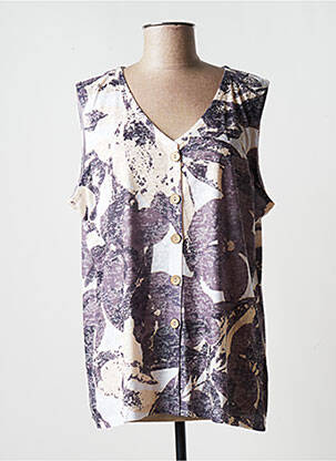 Chemisier imprimé fantaisie sans manche gris DIANE LAURY femme
