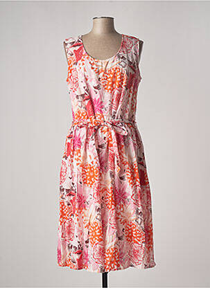 Robe mi-longue imprimé fleurs sans manche orange AGATHE & LOUISE femme