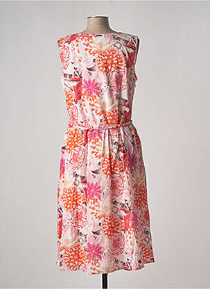 Robe mi-longue imprimé fleurs sans manche orange AGATHE & LOUISE femme