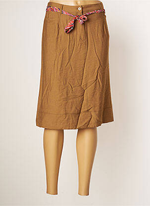 Jupe mi-longue coupe évasée marron CHRISTINE LAURE femme