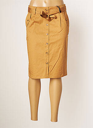 Jupe mi-longue coupe droite marron JULIE GUERLANDE femme