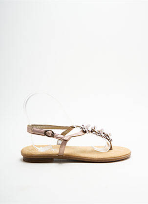 Tongs tissage satiné talon plat jusqu'à 3cm rose RIEKER femme