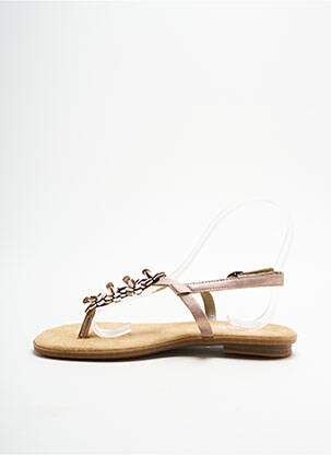 Tongs tissage satiné talon plat jusqu'à 3cm rose RIEKER femme