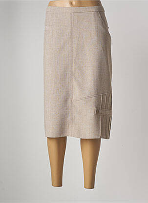 Jupe mi-longue taille à pinces beige GUY DUBOUIS femme