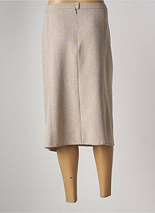 Jupe mi-longue taille à pinces beige GUY DUBOUIS femme