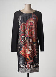 Robe mi-longue imprimé fantaisie manches longues noir PAUSE CAFE femme