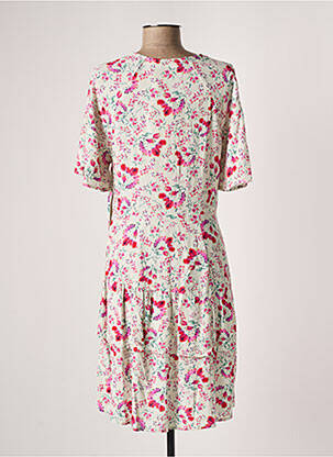 Robe mi-longue imprimé fleurs manches 3/4 beige INDI & COLD femme