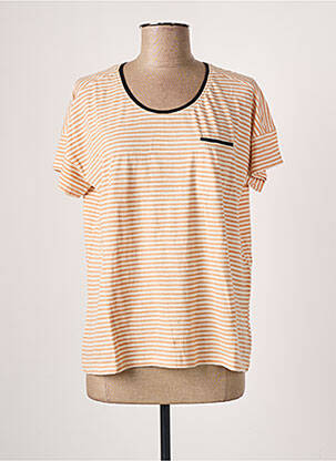 T-shirt stretch manches courtes beige INDI & COLD femme