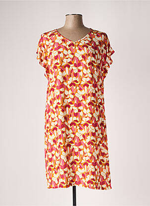 Robe mi-longue coupe fluide manches courtes orange LE PETIT BAIGNEUR femme