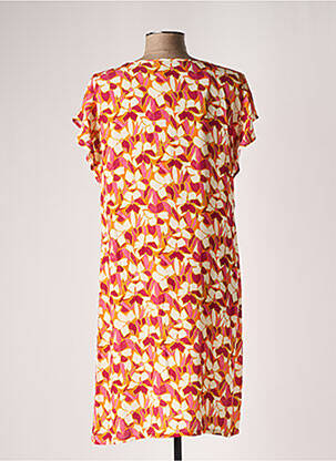 Robe mi-longue imprimé fleurs manches courtes orange LE PETIT BAIGNEUR femme