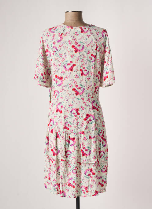 Robe mi-longue imprimé fleurs manches 3/4 beige INDI & COLD femme