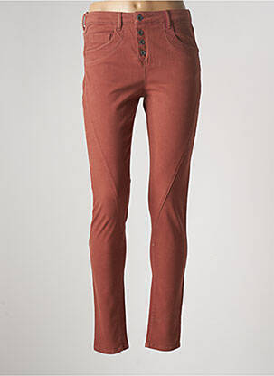 Pantalon slim tissage popeline taille normale marron COUTURIST femme