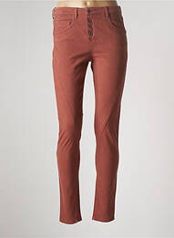 Pantalon slim tissage popeline taille normale marron COUTURIST femme