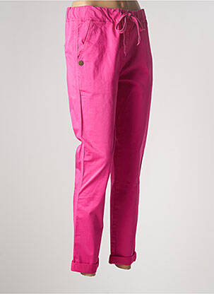 Pantalon chino tissage popeline taille normale rose PAKO LITTO femme