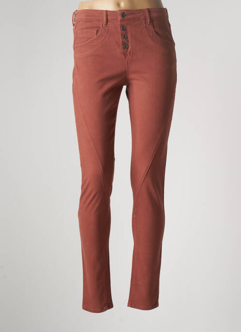 Pantalon slim tissage popeline taille normale marron COUTURIST femme