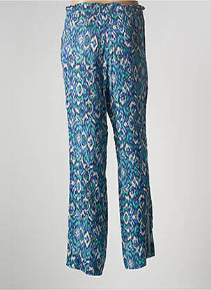 Pantalon droit tissage crêpe taille normale bleu EVA KAYAN femme