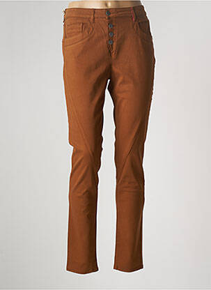 Pantalon slim tissage popeline taille normale marron COUTURIST femme