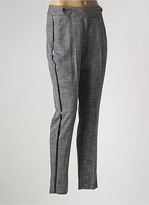 Pantalon chino fermeture zippée sous rabat boutonné taille normale gris EVA KAYAN femme