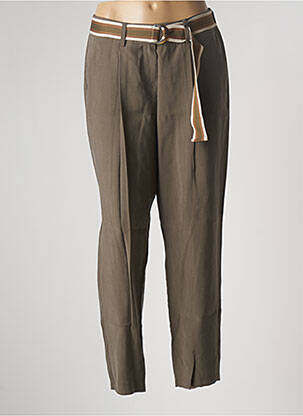 Pantalon chino fermeture zippée sous rabat boutonné taille normale vert TONI femme