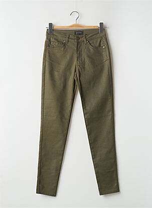 Pantalon slim tissage popeline taille normale vert EVA KAYAN femme
