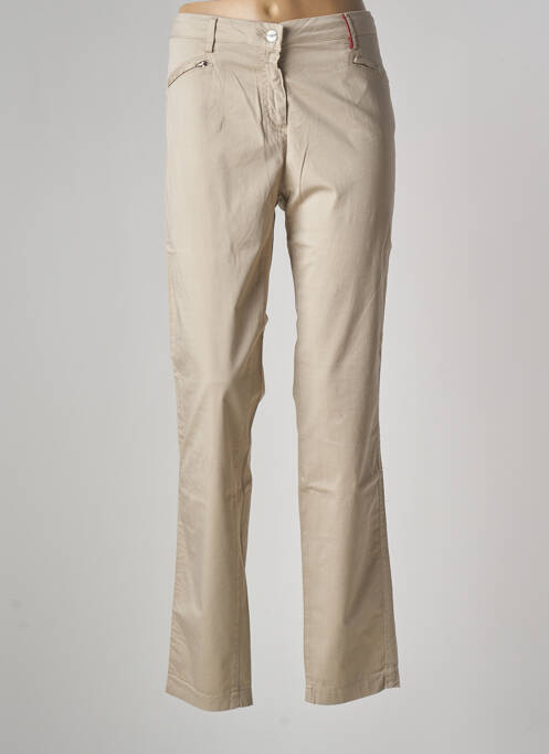 Pantalon slim tissage popeline taille normale beige COUTURIST femme
