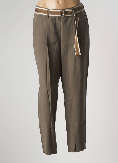 Pantalon chino fermeture zippée sous rabat boutonné taille normale vert TONI femme