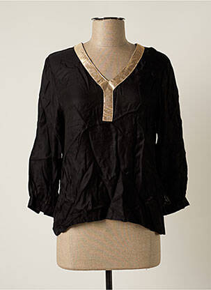 Blouse poignets boutonnés avec fente manches 3/4 noir TEDDY SMITH femme