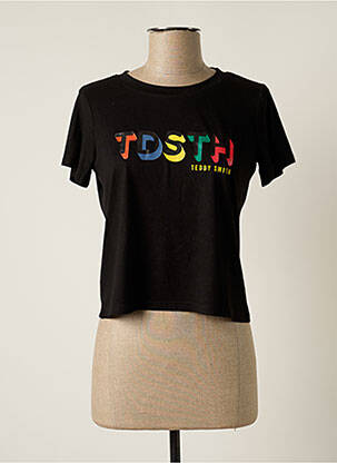 T-shirt sérigraphie floquée manches courtes noir TEDDY SMITH femme