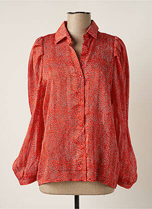 Chemisier tissage crêpe manches longues orange PAPILLONNE femme