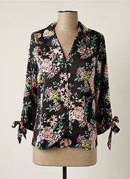Chemisier imprimé fleurs manches 3/4 noir AKOZ DE TOI femme